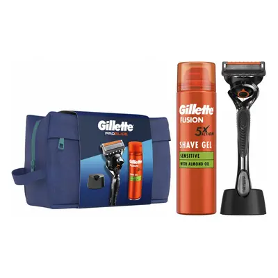 Gillette Cestovní sada ProGlide holicí strojek Fusion gel na holení 200 ml stojan