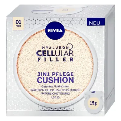 Nivea Hyaluron Cellular Filler 3v1 pečující tónovací krém make-up v houbičce 01 Světlý 15 g