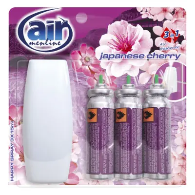 Air Menline Japanese Cherry Happy Osvěžovač náhradní náplň 3 x 15 ml sprej 1 STROJEK