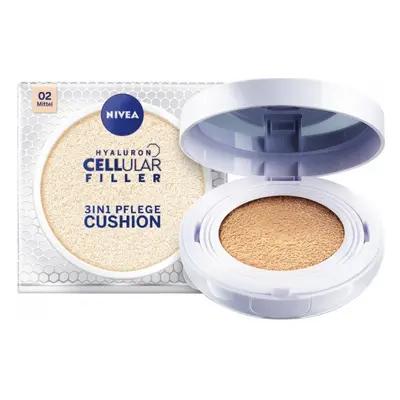 Nivea Hyaluron Cellular Filler 3v1 pečující tónovací krém make-up v houbičce 02 Střední 15 g