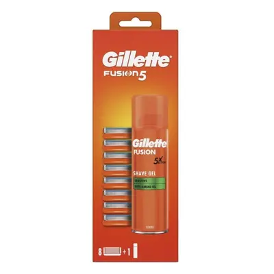 Gillette Fusion5 náhradní hlavice 8 ks Fusion gel na holení 200 ml dárková sada