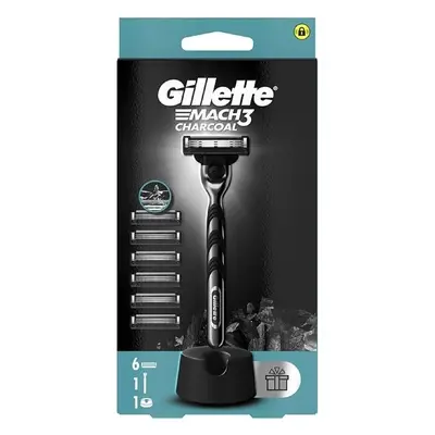 Gillette Mach3 Charcoal 6 ks hlavic stojan zdarma