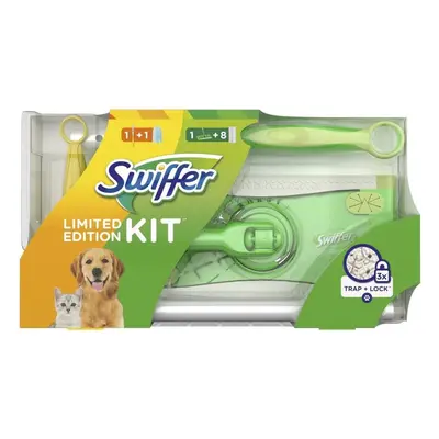 Swiffer 2v1 Kit mop náhradní prachovka na podlahu 8 ks násada malá prachovka 1 ks sada