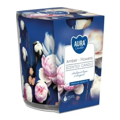 Aura Bispol vonná svíčka ve skle Amber-Flowers 100g