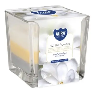 Aura /Bispol/ Tricolor svíčka 170g White Flowers