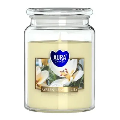 Aura Bispol vonná svíčka Green Leaves - Lily 500g