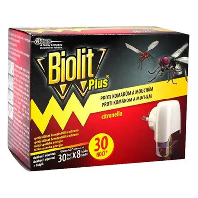 Biolit Plus elektrický odpařovač s vůní citronelly proti komárům a mouchám 30 nocí 31 ml