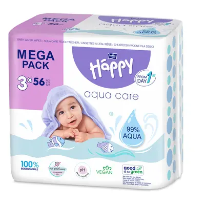 HAPPY Baby - mega pack čistící ubrousky Aqua care 56 x 3 ks