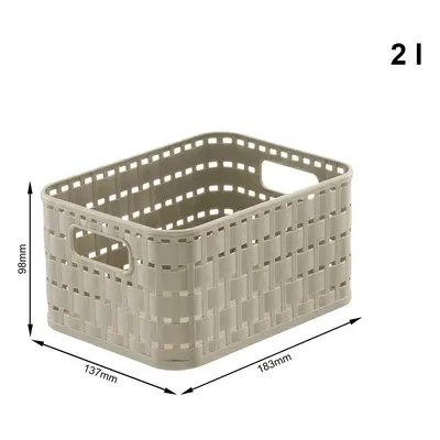 Rotho Plastový košík COUNTRY, rovný, béžový (2l - 18x14x10)