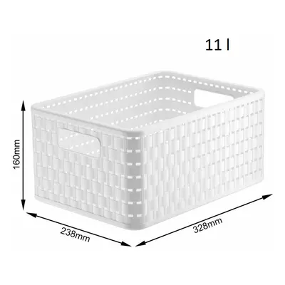 Rotho Plastový košík COUNTRY, rovný, bílý (11l - 33x24x16)