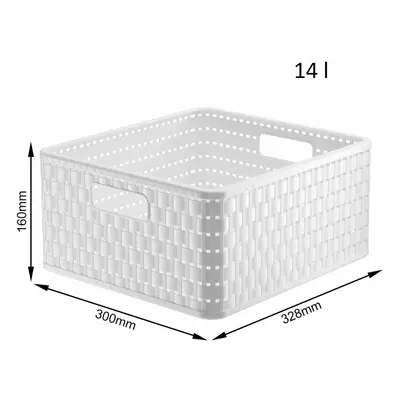 Rotho Plastový košík COUNTRY, rovný, bílý - 14l, 30x33x16