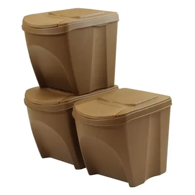 Prosperplast Odpadkové koše na tříděný odpad, sada 3ks x 25l SORTIBOX - ECO WOOD