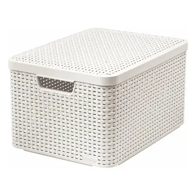 Úložný box, ratanový košík, STYLE2 Curver s víkem, krémový (46x25x33 - 30l)