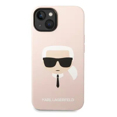 Pouzdro Karl Lagerfeld MagSafe Kompatibilní Liquid Silicone Karl Head iPhone 14 Plus růžové