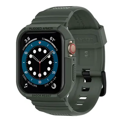 Ochranný kryt s řemínkem na Apple Watch 44 mm Spigen Rugged Armor Pro - zelený