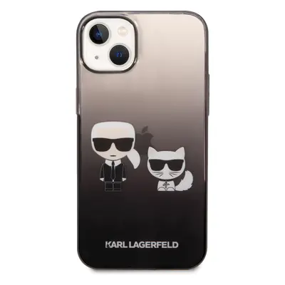 Pouzdro Karl Lagerfeld Gradient Karl and Choupette iPhone 14 Plus černé