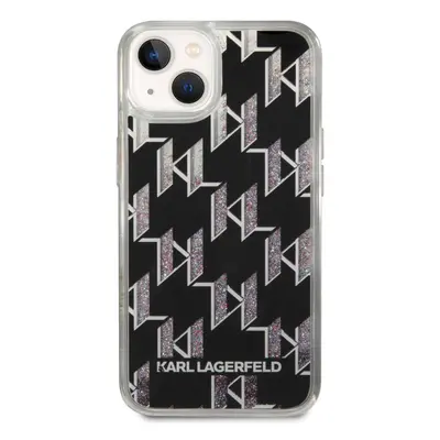 Pouzdro Karl Lagerfeld Monogram Liquid Glitter iPhone 14 Plus černé