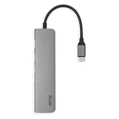 Hliníkový 8K HUB 7v1 s konektorem USB-C iSTYLE - vesmírně šedý