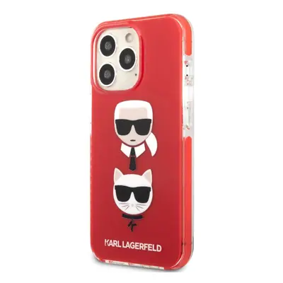 Pouzdro KARL LAGERFELD Apple iPhone 13 Pro - Karl a Choupette - plastový / gumový - červený