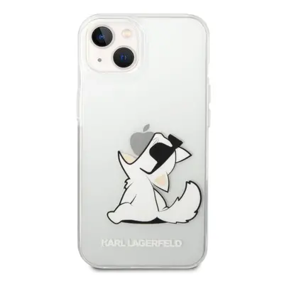 Pouzdro Karl Lagerfeld iPhone 14 PLUS Choupette Eat Transparent