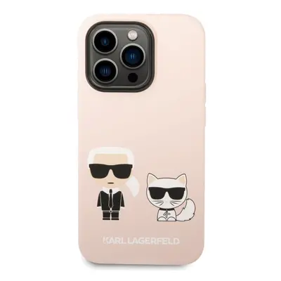 Karl Lagerfeld and Choupette Liquid Silicone Apple iPhone 14 Pro Max růžové