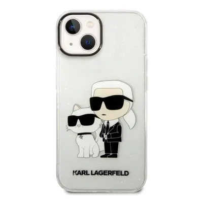 Pouzdro Karl Lagerfeld IML Glitter Karl and Choupette NFT iPhone 14 Plus čiré