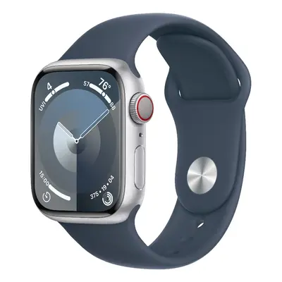 Apple Watch Series 9 GPS + Cellular 41mm stříbrné hliníkové pouzdro s ledově modrým sportovním ř