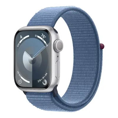 Apple Watch Series 9 GPS 41mm stříbrné hliníkové pouzdro s ledově modrým provlékacím sportovním 