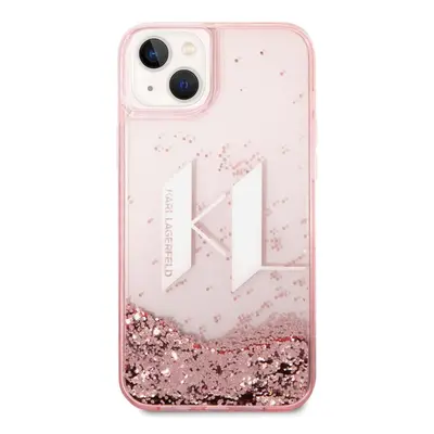 Karl lagerfeld Liquid Glitter Big KL Logo pro iPhone 14 Plus růžový