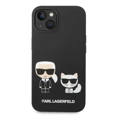 Pouzdro Karl Lagerfeld and Choupette Liquid Silicone iPhone 14 Plus černé