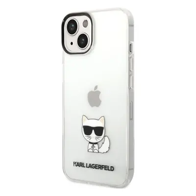 Pouzdro Karl Lagerfeld Choupette Logo iPhone 14 Plus - čiré