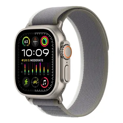 Apple Watch Ultra 2 GPS + Cellular, 49mm titanové pouzdro s zeleno-šedým trailovým tahem - S/M -