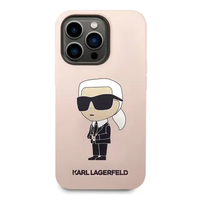 Pouzdro Karl Lagerfeld Liquid Silicone Ikonik NFT iPhone 14 Pro Max růžové