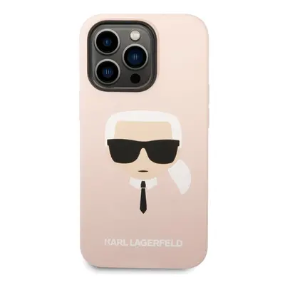 Kryt pro iPhone 14 Pro Max Karl Lagerfeld Silicone Karl Head - růžový