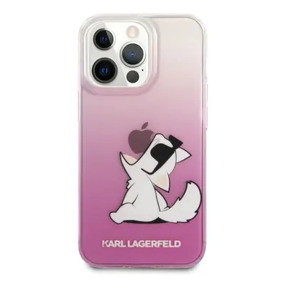 Pouzdro KARL LAGERFELD Original iPhone 13 Pro Max CHOUPETTE EAT GRADIENT růžové