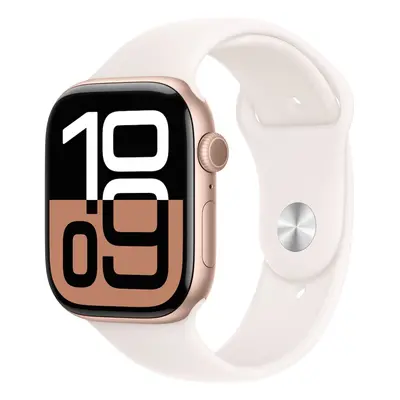 Apple Watch Series 10 GPS 42mm růžově zlaté hliníkové pouzdro se světle ruměným sportovním řemín