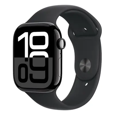 Apple Watch Series 10 42mm Cellular klavírně černý hliník s černým sportovním řemínkem M/L MWX73