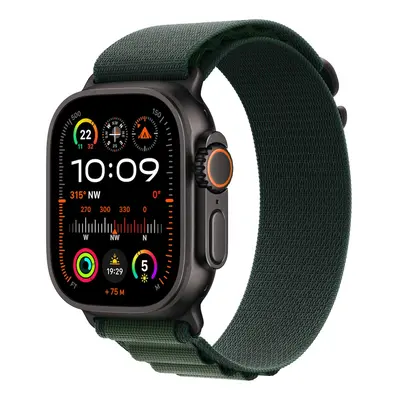 Apple Watch Ultra 2 GPS + Cellular, 49mm černě titanové pouzdro s tmavě zeleným alpským tahem - 