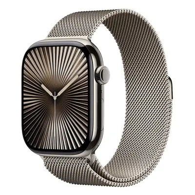 Apple Watch Series 10 46mm Cellular přírodní titan s přírodním milánským tahem S/M MC7Q4QC/A