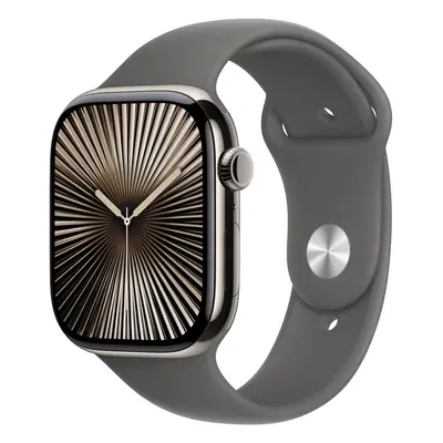 Apple Watch Series 10 42mm Cellular přírodní titan se skálově šedým sportovním řemínkem M/L MWXE