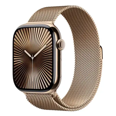 Apple Watch Series 10 46mm Cellular zlatý titan se zlatým milánským tahem M/L MX003QC/A