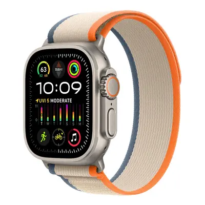 Apple Watch Ultra 2 GPS + Cellular, 49mm titanové pouzdro s oranžovo-béžovým trailovým tahem - S