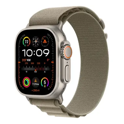 Apple Watch Ultra 2 GPS + Cellular, 49mm titanové pouzdro s olivovým alpským tahem - L - MRF03CS