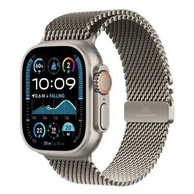 Apple Watch Ultra 2 49mm přírodní titan s přírodním titanovým milánským tahem S MX4M3CS/A