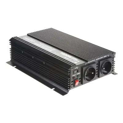 Měnič napětí Carspa CAR1.6KU-24 24V/230V+USB 1600W, modifikovaná sinus