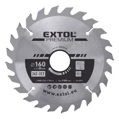 EXTOL PREMIUM pilový kotouč s SK plátky, 160x2,0x30mm, 36T, šířka SK plátků 2,8mm, SK Dostupné v