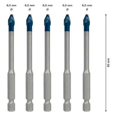 Sada vrtáků na dlažby Bosch EXPERT HEX-9 HardCeramic Dostupné varianty: 5dílná sada vrtáků na dl