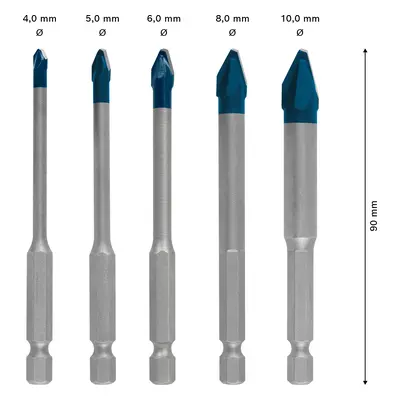 Sada vrtáků na dlažby Bosch EXPERT HEX-9 HardCeramic Dostupné varianty: 5dílná sada vrtáků na dl