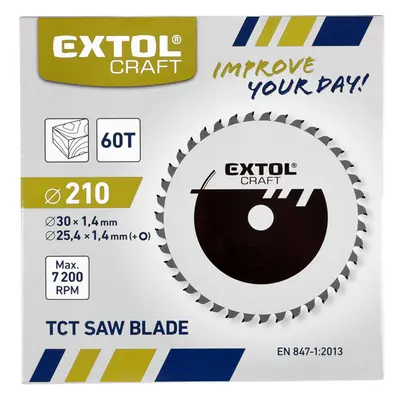 EXTOL CRAFT Kotouč pilový s SK plátky, 210x1,4x30mm, 60T, šířka SK plátku 2,7mm