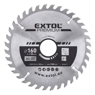 EXTOL PREMIUM pilový kotouč s SK plátky, 160x2,0x30mm, 36T, šířka SK plátků 2,8mm, SK Dostupné v